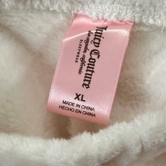 NWT Juicy Couture Plush Fleece Logo White Hoodie and Pant Pajama Set Size XL - Picture 13 of 14